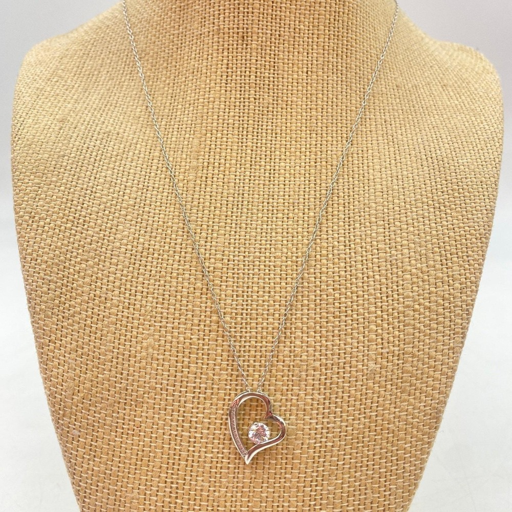 Beautiful IBB CH 925 Sterling Open Heart Pendant Necklace with Clear Rhinestones